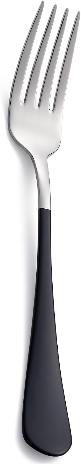 Black Dinner Fork, 18/0 Black handle Stainless Steel Satin Finish 8.1-inch Silverware Flatware Fork Set, Set of 12, Dishwasher Safe
