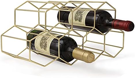 Countertop Wine Storage - Freestanding 7 Bottle Metal Holder with Modern Design for Kitchen or Wine Cellar