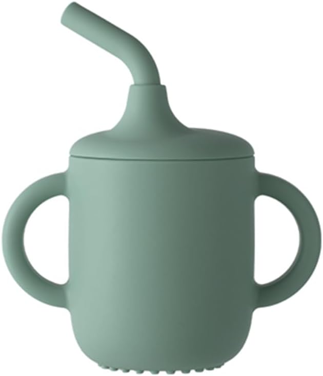 6-Piece Baby Feeding Set, Silicone Baby Mealtime Kit for Food-Grade Strong Suction Baby Plate+Baby Cup+ Bib+Fork+Spoon+Bowl, Toddler Eating Essentials Washable Parenting Gift Idea (Army green)