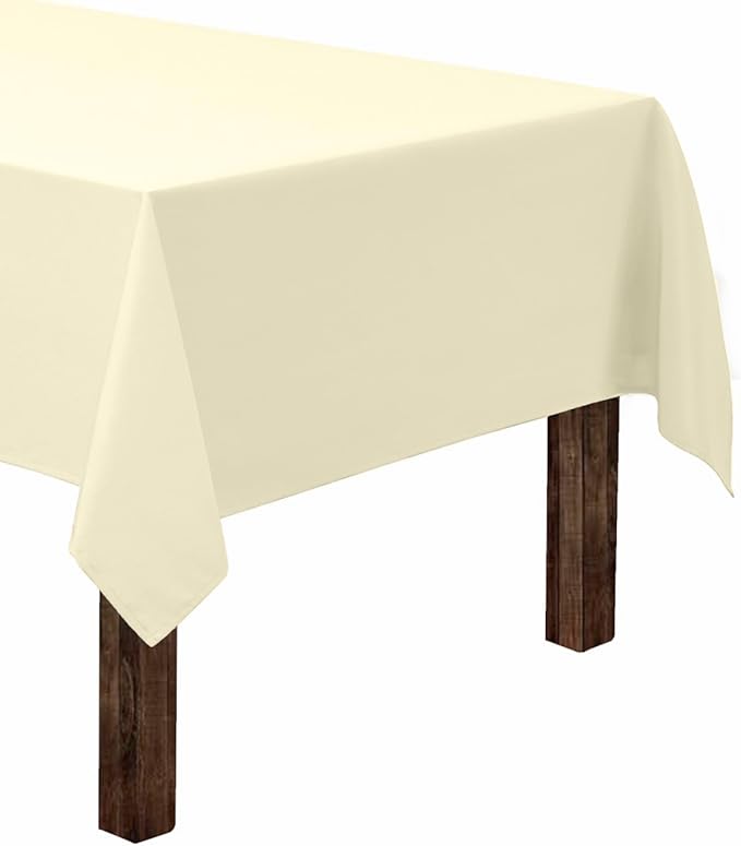 Gee Di Moda Rectangle Tablecloth - 60 x 84 Inch Ivory Table Cloth for 5 Foot Rectangle Tables - Heavy Duty Washable Fabric - for Holiday Party, Dinner, Weddings, Baby Shower & Events