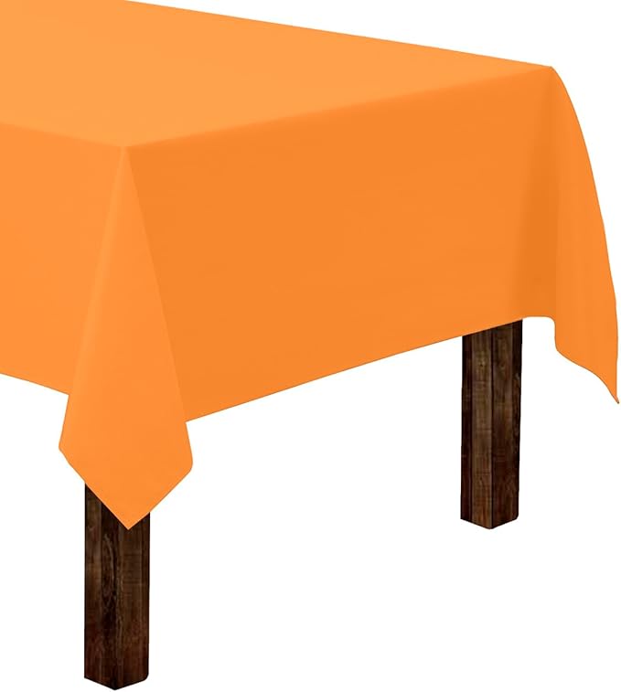 Gee Di Moda Rectangle Tablecloth - 60 x 126 Inch Orange Table Cloth for 8 Foot Rectangle Tables - Heavy Duty Washable Fabric - for Holiday Party, Dinner, Weddings, Baby Shower & Events