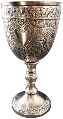 Wine Goblet Vintage Chalice Roman King Arthur Wine Cup Renaissance Medieval Drinking Goblet Unique Gift (150 ml) (Pewter Antique)