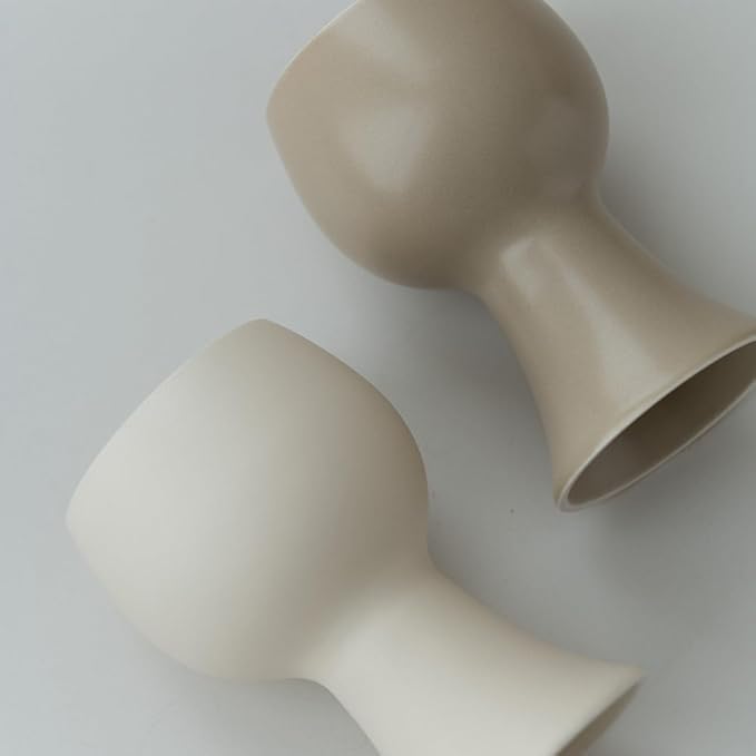 WENSHUO Ceramic Goblet, Wine Glasses Set of 2, 10 oz (Matte Crème & Coconut Café)