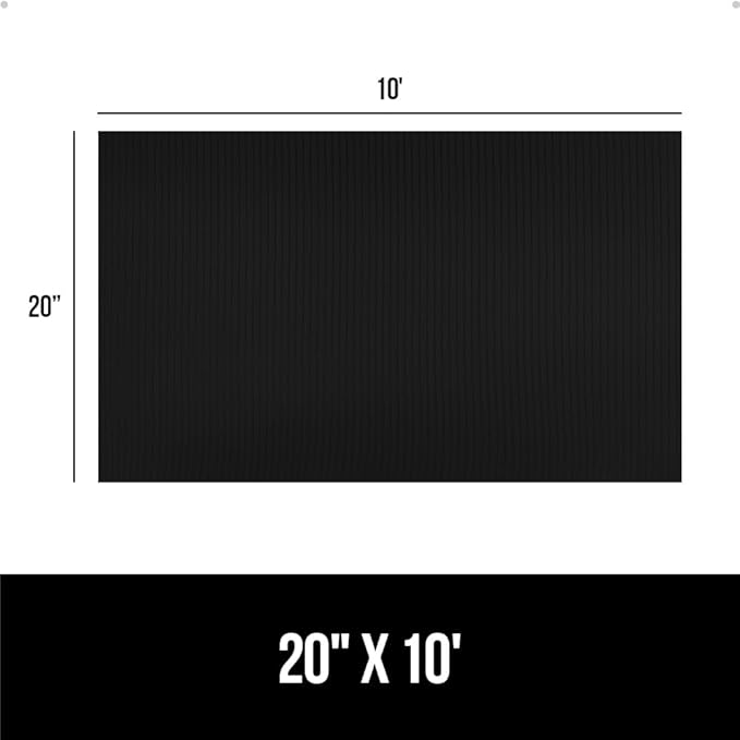 GORILLA GRIP DuraGuard Shelf Liner, Non-Adhesive Cabinet Liners for Kitchen Drawers, Shelves, Refrigerator, Pantry Storage, Bathroom Closet, Durable Waterproof BPA Free Ribbed Plastic, 20x10 Jet Black