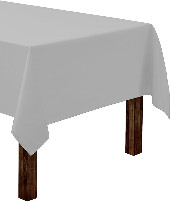 Gee Di Moda Rectangle Tablecloth - 60 x 126 Inch Silver Table Cloth for 8 Foot Rectangle Tables - Heavy Duty Washable Fabric - for Holiday Party, Dinner, Weddings, Baby Shower & Events