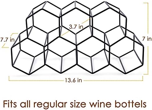 Fomanish 7 Bottle Holder - Freestanding Wine Rack, Modern Metal Tabletop Holder for Kitchen & Wine Cellar