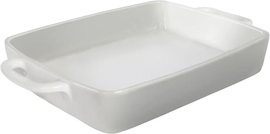 Large Baking Dish 9x13 Oven Dish Baking Lasagna Pan with Handles, White Porcelain Casserole Dish Oven Safe for Cake, Banquet and Daily Use, 4 Quart