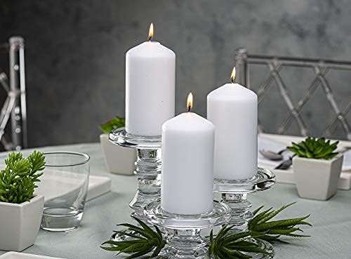 BOLSIUS 12 White Pillar Candles Bulk - 3x6 Inches Candle Set - 70+ Hours Clean Burning - No Palm Oil - 0% Animal Fat - Premium European Quality - Unscented Dripless Party Pillars