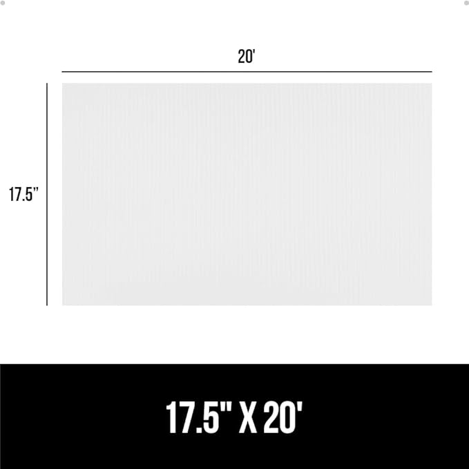 GORILLA GRIP DuraGuard Shelf Liner, 17.5x20 Non-Adhesive Cabinet Liners for Kitchen Drawers, Shelves, Refrigerator, Pantry Storage, Bathroom Closet, Durable Waterproof BPA Free Ribbed Plastic, White