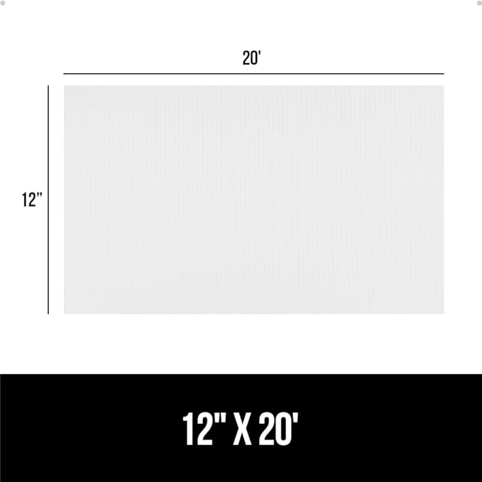 GORILLA GRIP DuraGuard Shelf Liner, Non-Adhesive Cabinet Liners for Kitchen Drawers, Shelves, Refrigerator, Pantry Storage, Bathroom Closet, Durable Waterproof BPA Free Ribbed Plastic, 12x20 White