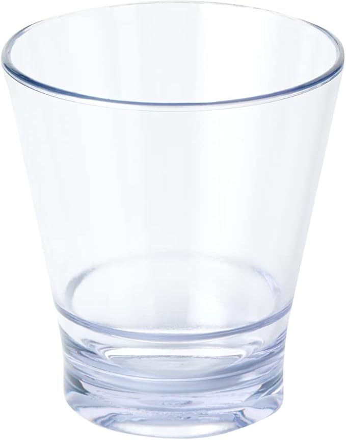 Bev Tek 9 Ounce Plastic Drinking Glasses, 12 Reusable Plastic Cocktail Cups - Shatterproof, Clear Plastic Old Fashioned Glasses, Dishwashable, Stackable - Restaurantware