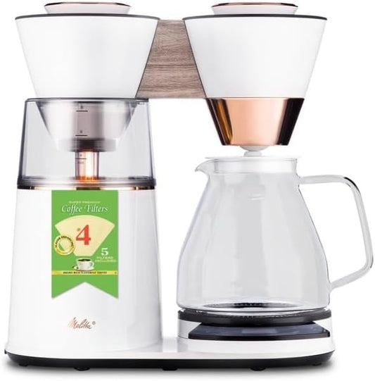 Melitta Vision 12-Cup Drip Coffee Maker, Automatic and Programmable, 96oz Capacity with 5-Pack Coffee Filters | White
