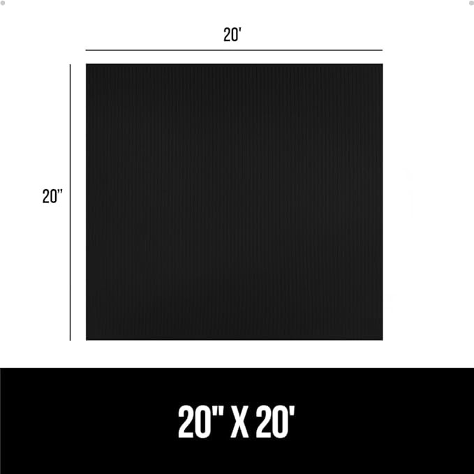 GORILLA GRIP DuraGuard Shelf Liner, 20x20 Non-Adhesive Cabinet Liners for Kitchen Drawers, Shelves, Refrigerator, Pantry Storage, Bathroom Closet, Durable Waterproof BPA Free Ribbed Plastic, Jet Black