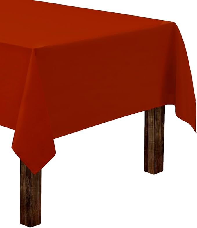 Gee Di Moda Rectangle Tablecloth - 60 x 126 Inch Burnt Orange Table Cloth for 8 Foot Rectangle Tables - Heavy Duty Washable Fabric - for Holiday Party, Dinner, Weddings, Baby Shower & Events
