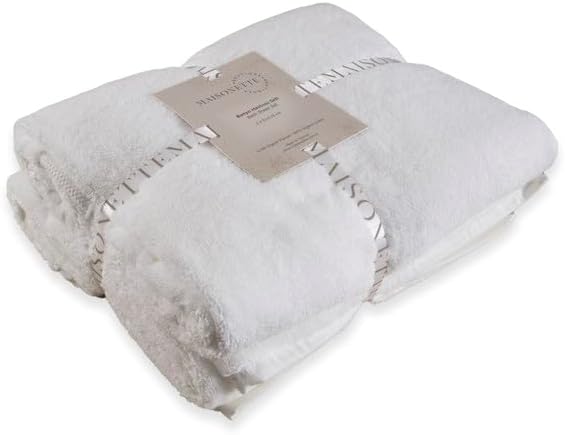 Maisonette Elegance 100% Organic Cotton Turkish Bath Towels, Soft & Absorbent, Ideal Quick Dry Large Bathroom Towel Set for Shower (30" x 58", 2 Pack) - White