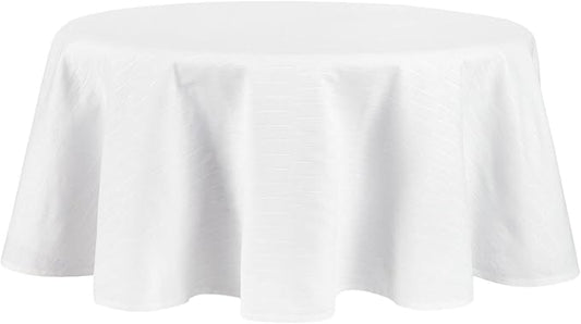 Martha Stewart Honeycomb Modern Farmhouse Tablecloth, White, 70" Round
