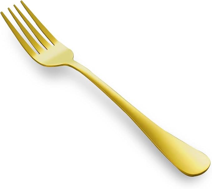 12Pcs Gold Stainless Steel Dinner Forks, Silverware Forks, Flatware Forks Set Of 12, Dishwasher Safe