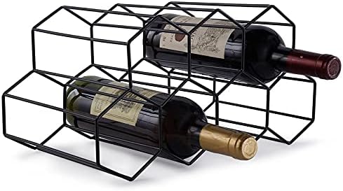 Fomanish 7 Bottle Holder - Freestanding Wine Rack, Modern Metal Tabletop Holder for Kitchen & Wine Cellar