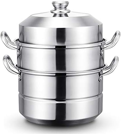 28-40cm Steamer Pot, 3 Tier Stainless Steel Steaming Pot Dim Sum Cookware, Food Vegetable Cooking Pan with Stackable Pan Insert/Lid for Vegetable, Dumpling, Stock, Sauce, Food