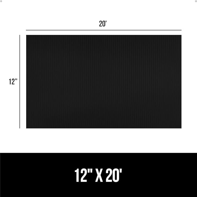 GORILLA GRIP DuraGuard Shelf Liner, Non-Adhesive Cabinet Liners for Kitchen Drawers, Shelves, Refrigerator, Pantry Storage, Bathroom Closet, Durable Waterproof BPA Free Ribbed Plastic, 12x20 Jet Black