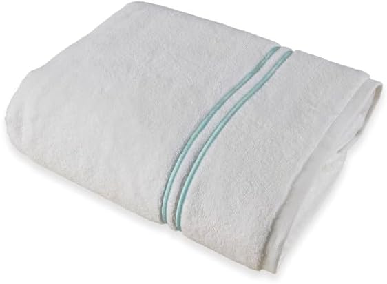 Maisonette Loft Baratta Egyptian Cotton Turkish Bath Towels, Soft & Absorbent, Ideal Quick Dry Large Bathroom Towel Set for Shower (30" x 58", 4 Pack) - White, Turqouise Striped