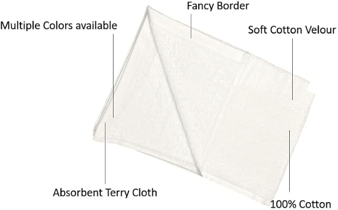 16x26 | 3-Pack | Terry Velour Towels, Bath Towels, Washcloths | Cotton | Face Towels, Bathroom use, Gym and spa Towel | Bathroom Towels (White, 3)