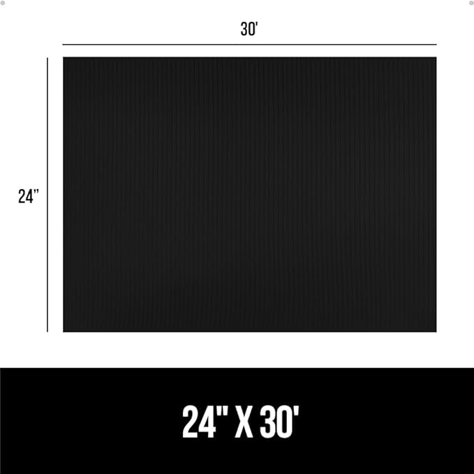 GORILLA GRIP DuraGuard Shelf Liner, 24x30 Non-Adhesive Cabinet Liners for Kitchen Drawers, Shelves, Refrigerator, Pantry Storage, Bathroom Closet, Durable Waterproof BPA Free Ribbed Plastic, Jet Black