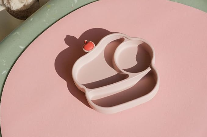 Silicone Baby Plate with Suction,100% Platinum Silicone Divided Toddler Plate, Baby Suction Plate, BPA-Free, Easy to Clean, Encourages Self-Feeding for 6–36 Months