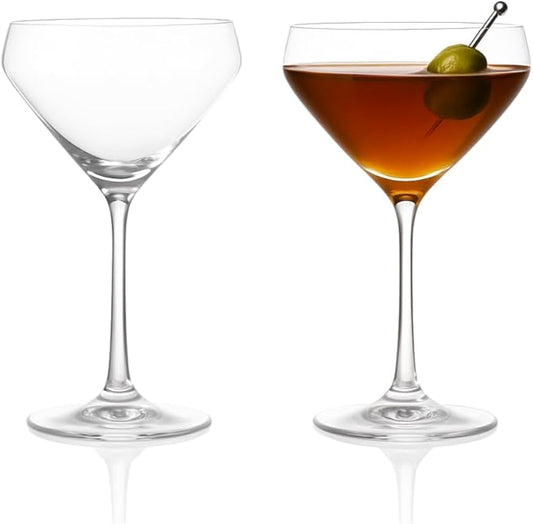 LEMONSODA Hand Blown/Nick And Nora Classic Martini Glasses Manhattan, Cosmopolitan, Espresso Martini, Lemon Drop, Dirty Martini - Inspired by 1930's - 50's Cocktail Culture - 6oz/10oz (Set of 2, 10oz)