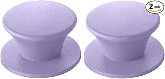 JoyTube Universal Pot Pan Lids Replacement Knob, Silicone Heat Resistant Pan Cover Holding Handles BPA Free Dishwasher Safe Fits Skillets and Kitchen Cookware (Pack of Two-Purple)