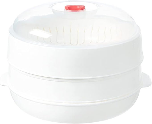 Microwave Vegetable Steamer, Microwave Steamer for Vegetables, Microwave Heating Bowl, Micro Cookware for Cooking (2 - Layer)