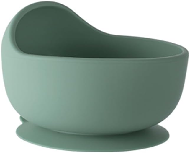 6-Piece Baby Feeding Set, Silicone Baby Mealtime Kit for Food-Grade Strong Suction Baby Plate+Baby Cup+ Bib+Fork+Spoon+Bowl, Toddler Eating Essentials Washable Parenting Gift Idea (Army green)