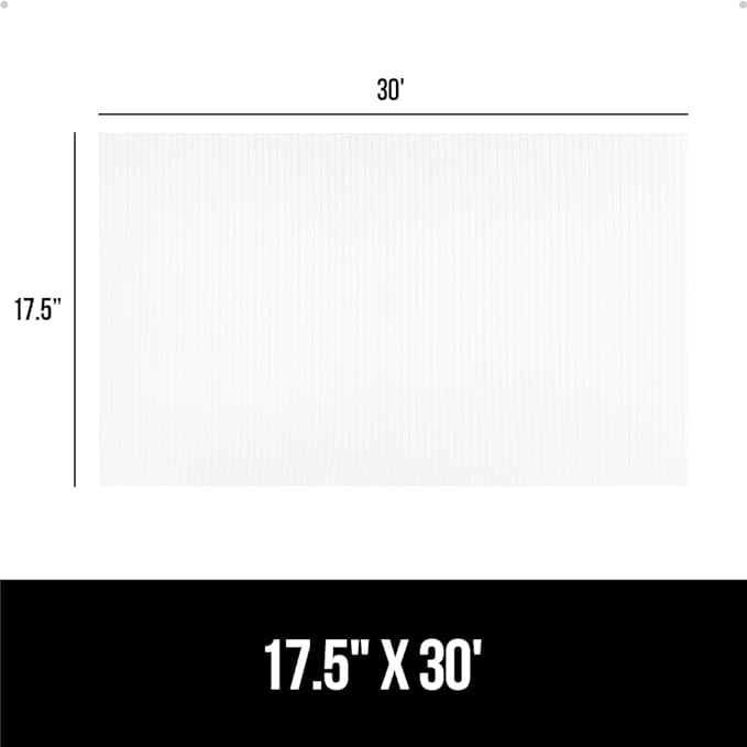 GORILLA GRIP DuraGuard Shelf Liner, 17.5x30 Non-Adhesive Cabinet Liners for Kitchen Drawers, Shelves, Refrigerator, Pantry Storage, Bathroom Closet, Durable Waterproof BPA Free Ribbed Plastic, Clear