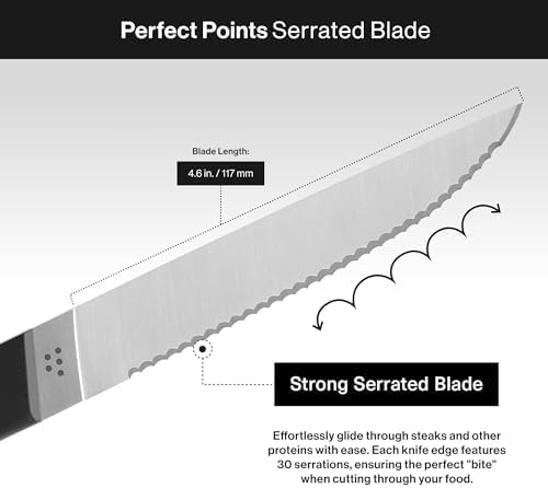 Misen Steak Knives Set of 4 - Precision Serrated Blades for Effortless Dining - German Stainless Steel - Superior Cuts with Four Steak Knives - Comfortable, Sleek Handles - Green