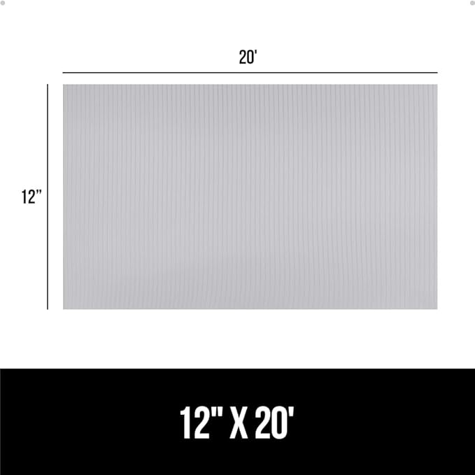 GORILLA GRIP DuraGuard Shelf Liner, Non-Adhesive Cabinet Liners for Kitchen Drawers, Shelves, Refrigerator, Pantry Storage, Bathroom Closet, Durable Waterproof BPA Free Ribbed Plastic, 12x20 Lt Gray