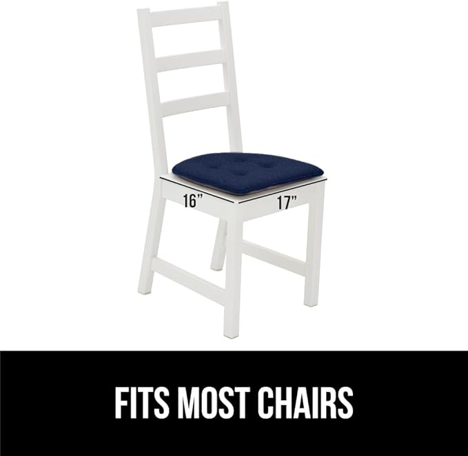 GORILLA GRIP Slip Resistant Tufted Chair Cushions, No Ties Required, Set of 6 Memory Foam Pads for Dining Room, Kitchen Table, Office, Rocking Chairs, Plush Seat Cushion Pad, Home Decor, 16x17, Navy