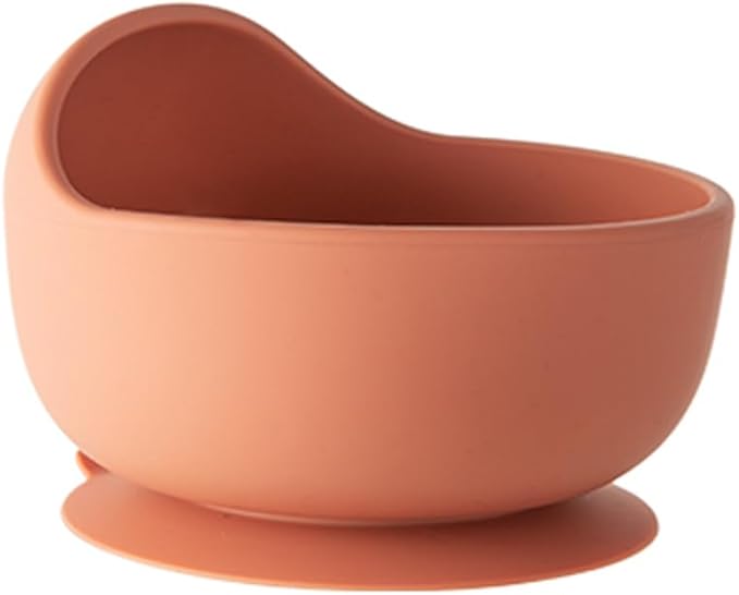 6-Piece Baby Feeding Set, Silicone Baby Mealtime Kit for Food-Grade Strong Suction Baby Plate+Baby Cup+ Bib+Fork+Spoon+Bowl, Toddler Eating Essentials Washable Parenting Gift Idea (Brick red)