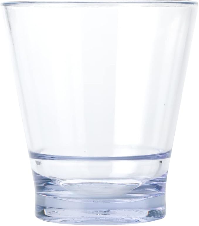Bev Tek 9 Ounce Plastic Drinking Glasses, 12 Reusable Plastic Cocktail Cups - Shatterproof, Clear Plastic Old Fashioned Glasses, Dishwashable, Stackable - Restaurantware