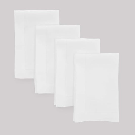 Solino Home White Linen Napkins Set of 4-100% Pure Linen Cloth Washable Dinner Napkins 20 x 20 Inch for Winter, Valentines, Holiday, New Year - Fete