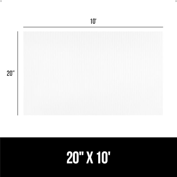 GORILLA GRIP DuraGuard Shelf Liner, Non-Adhesive Cabinet Liners for Kitchen Drawers, Shelves, Refrigerator, Pantry Storage, Bathroom Closet, Durable Waterproof BPA Free Ribbed Plastic, 20x10 Clear