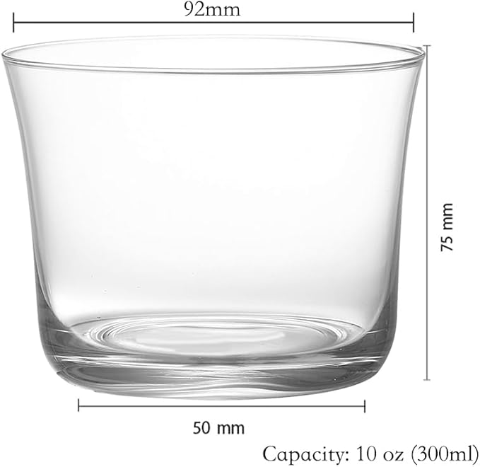Set of 6 Drinking Glasses - 10oz Clear Cups for Cocktails, Iced Coffee, Tea, Soda, Whiskey and Beer