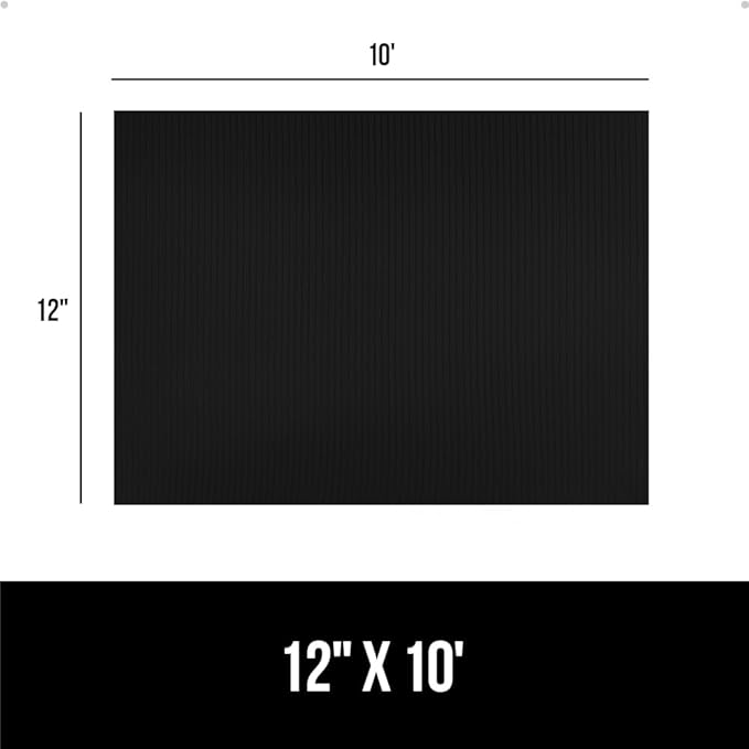 GORILLA GRIP DuraGuard Shelf Liner, Non-Adhesive Cabinet Liners for Kitchen Drawers, Shelves, Refrigerator, Pantry Storage, Bathroom Closet, Durable Waterproof BPA Free Ribbed Plastic, 12x10 Jet Black