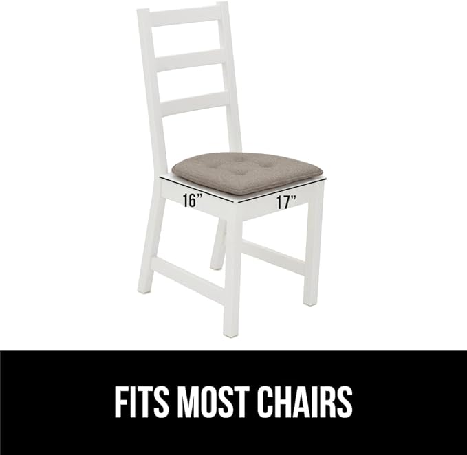 GORILLA GRIP Slip Resistant Tufted Chair Cushions, No Ties Required, Memory Foam Pads for Dining Room Kitchen Table, Office, Rocking Chairs, Plush Seat Cushion Pad, Home Decor, Set of 4, 16x17, Beige