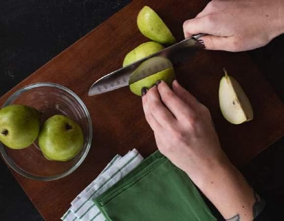 DURA LIVING 7-Inch Santoku Knife – Ultra-Sharp German High Carbon Stainless Steel, Full Tang, Ergonomic Handle, Multipurpose Kitchen Knife for Chopping, Slicing, and Dicing, Cream