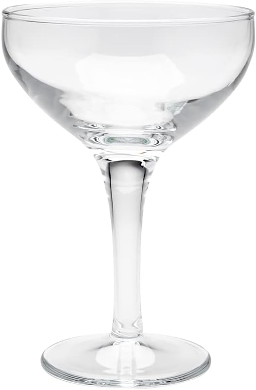 Restaurantware Cascata 7 Ounce Cocktail Coupes Set Of 12 Tempered Coupe Glasses - Wide Bowl Chip-Resistant Fine-Blown Glass Retro Champagne Glasses Dishwasher-Safe For Champagne Or Cocktails