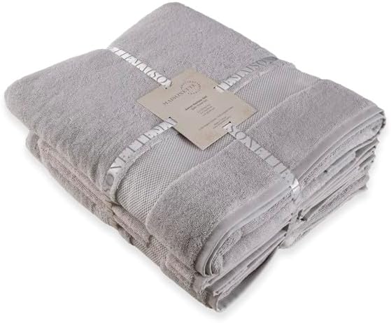 Maisonette Elegance 100% Organic Cotton Turkish Bathroom Towels Set, Ideal Quick Dry Luxury Washcloths, Hand & Large Bath Towels for Shower (6 Pack), Pewter