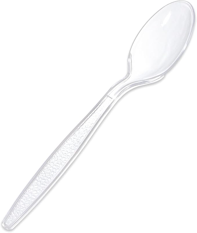 Ciaell 500PCS Clear Plastic Spoons - Heavy Duty Plastic Cutlery - 6.7inch Heavyweight and Disposable Clear Spoons for Parties Weddings Restaurant
