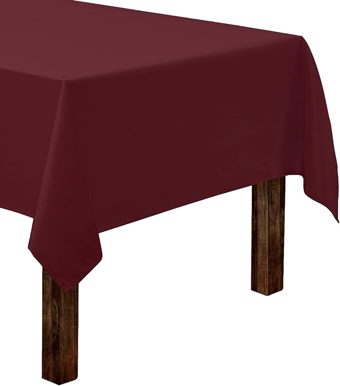 Gee Di Moda Rectangle Tablecloth - 60 x 102 Inch Burgundy Table Cloth for 6 Foot Rectangle Tables - Heavy Duty Washable Fabric - for Holiday Party, Dinner, Weddings, Baby Shower & Events