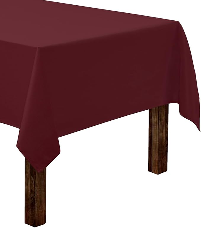 Gee Di Moda Rectangle Tablecloth - 60 x 126 Inch Burgundy Table Cloth for 8 Foot Rectangle Tables - Heavy Duty Washable Fabric - for Holiday Party, Dinner, Weddings, Baby Shower & Events