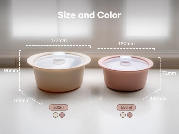 Microwave Silicone Steamer for Baby Food, Made In Korea, Oven & Dishwasher Safe to 482°F, Easy Clean, Microwave Pot with Handle & Lid, 100% Food Grade Steamer Bowl (Creme Brulee, 27.1oz (800ml))